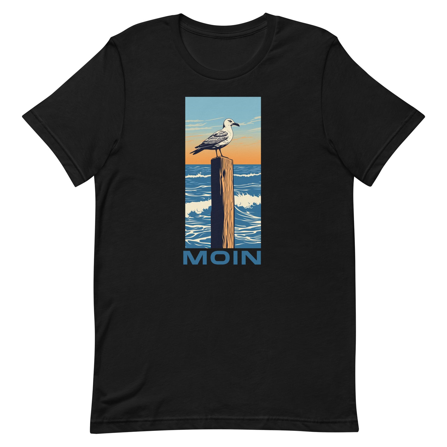 Lustiges Möwen Motiv "Stylische Möwe am Meer Spruch: Moin " Funny T-Shirt Variante 5