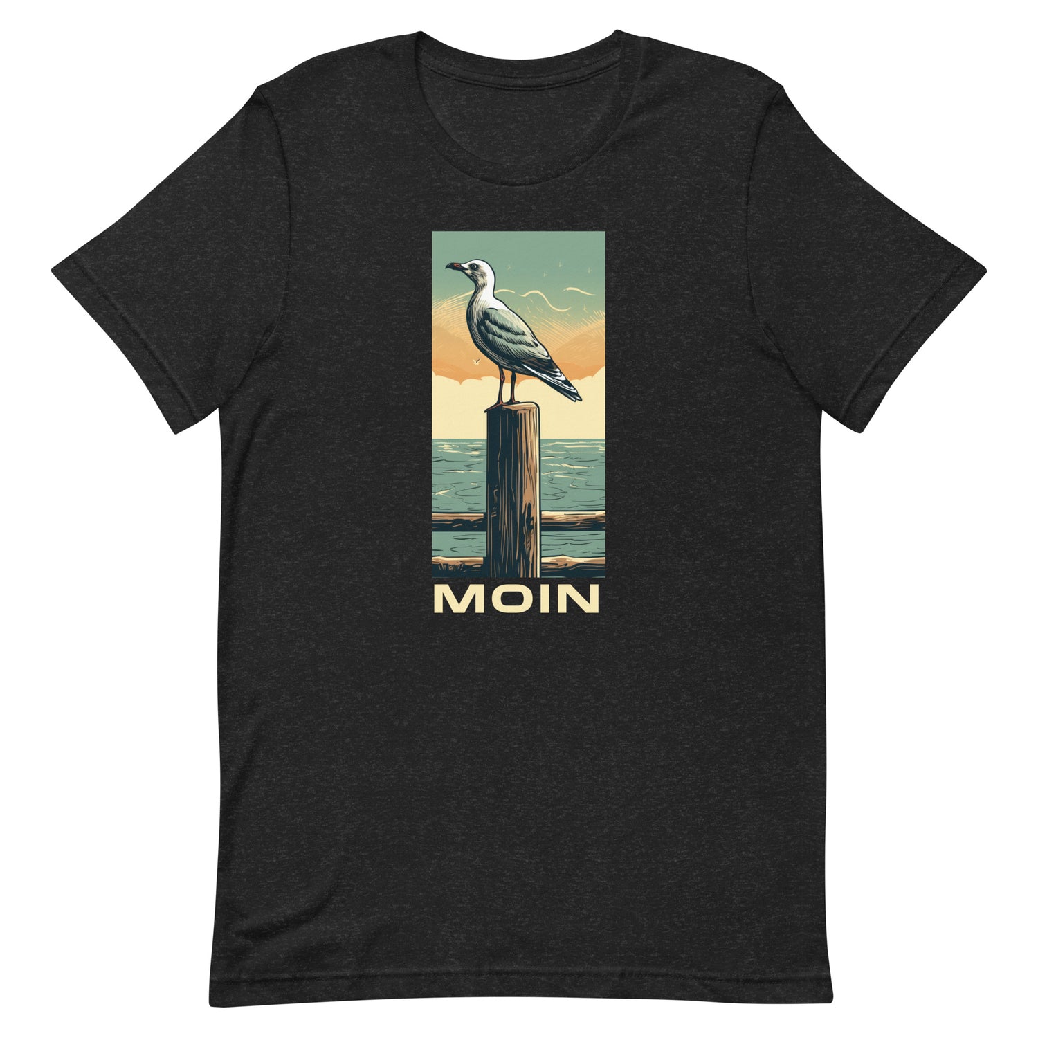 Lustiges Möwen Motiv "Coole Möwe am Meer Moin " Funny T-Shirt Variante 1